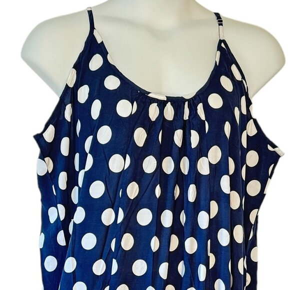 BUENOS NINOS NEW Women's Flowing Midi Dress Navy with White Dots Pockets  XXXL - Picture 3 of 8